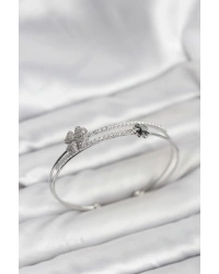 Pirinç Gümüş Renk Yonca Model Kadın Bileklik