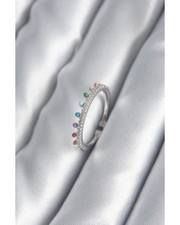 Pirinç Gümüş Renk Zirkon Taş Detay Kadın Yüzük