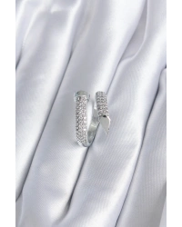 Pirinç Gümüş Renk Zirkon Taşlı Çivi Model Kadın Yüzük