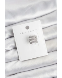 Pirinç Gümüş Renk Zirkon Taşlı Earcuff Kıkırdak Küpe