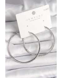 Pirinç Gümüş Renk Zirkon Taşlı Halka Model Kadın Küpe