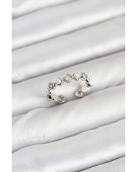 Pirinç Gümüş Renk Zirkon Taşlı İncili Kadın Yüzük