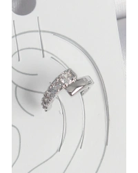 Pirinç Gümüş Renk Zirkon Taşlı Kadın Kıkırdak Küpe