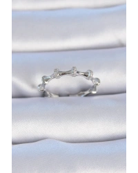 Pirinç Gümüş Renk Zirkon Taşlı Kadın Yüzük