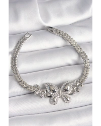 Pirinç Gümüş Renk Zirkon Taşlı Kelebek Model Kadın Bileklik