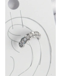 Pirinç Gümüş Renk Zirkon Taşlı Kıkırdak Model Kadın Küpe