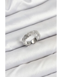 Pirinç Gümüş Renk Zirkon Taşlı Sırım Kadın Yüzük