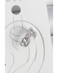 Pirinç Gümüş Renk Zirkon Taşlı Zincir Sonsuzluk Model Kadın Kıkırdak Küpe