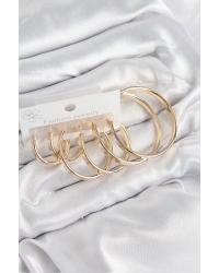 Pirinç Halka Model Gold Renk Kadın Set Küpe