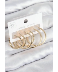 Pirinç Halka Model Gold Renk Kadın Set Küpe