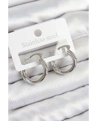 Pirinç Halka Model Gümüş Renk Kadın Küpe