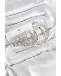 Pirinç Halka Model Gümüş Renk Kadın Set Küpe