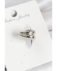 Pirinç Halka Model Gümüş Renk Sağ Kıkırdak Küpe