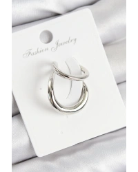 Pirinç Halka Model Gümüş Renk Sağ Kıkırdak Küpe