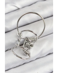 Pirinç Halkalı Model Gümüş Renk Kıkırdak Küpe