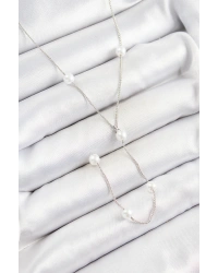 Pirinç İnci Figürlü Y Model Gümüş Renk Kadın Kolye