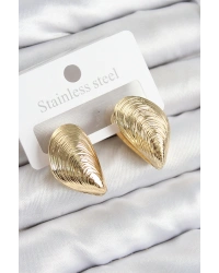 Pirinç İstiridye Model Gold Renk Kadın Küpe