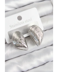 Pirinç İstiridye Model Gümüş Renk Kadın Küpe