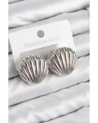 Pirinç İstiridye Model Gümüş Renk Kadın Küpe