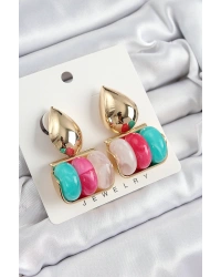 Pirinç Karışık Renk Vintage Model Kadın Küpe