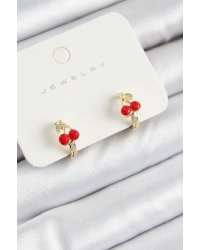 Pirinç Kiraz Model Gold Renk Çocuk Küpe