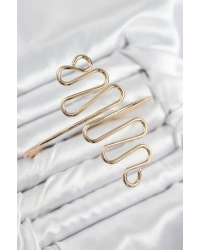 Pirinç Kıvrımlı Model Gold Renk Kadın Pazu Bileklik