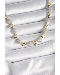 Pirinç Mix Renk Zirkon Taşlı Kalp Model VIP Exclusive Seri Kadın Kolye