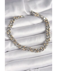 Pirinç Mix Renk Zirkon Taşlı Zincir Model VIP Seri Kadın Bileklik