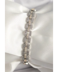 Pirinç Mix Renk Zirkon Taşlı Zincir Model VIP Seri Kadın Bileklik