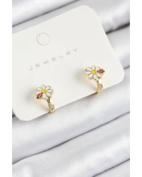 Pirinç Papatya Model Gold Renk Çocuk Küpe