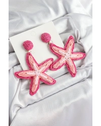 Pirinç Pembe Deniz Yıldızı Model Gold Renk Kadın Hasır Küpe