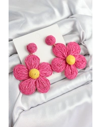 Pirinç Pembe Papatya Model Gold Renk Kadın Hasır Küpe