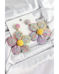 Pirinç Rainbow Papatya Model Gold Renk Kadın Hasır Küpe