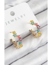 Pirinç Renkli Papatya Model Gold Renk Kadın Küpe