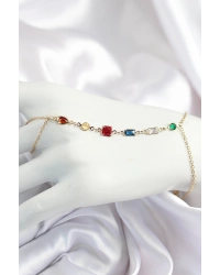 Pirinç Renkli Zirkon Taşlı Y Model Gold Renk Kadın Şahmeran