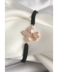 Pirinç Rose Renk Zirkon Taşlı Zambak Model Asansörlü Makrome Model Kadın Bileklik