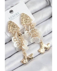 Pirinç Sallantılı Sedefli Balık Model Gold Renk Kadın Küpe