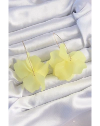 Pirinç Sarı Renkli Flora Küpe