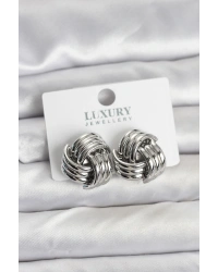 Pirinç Sarmal Gümüş Renk Kadın Küpe