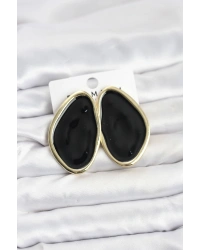 Pirinç Siyah Mineli Damla Model Vintage Plaka Kadın Küpe