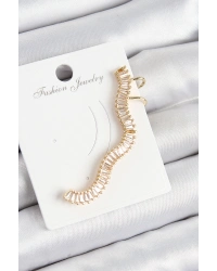 Pirinç Su Yolu Model Gold Renk Sağ Kıkırdak Küpe