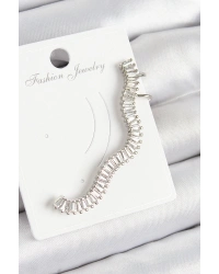 Pirinç Su Yolu Model Gümüş Renk Sağ Kıkırdak Küpe