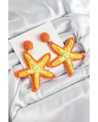 Pirinç Turuncu Deniz Yıldızı Model Gold Renk Kadın Hasır Küpe