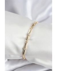 Pirinç VIP Seri Gold Renk Parçalı Model Zirkon Taşlı Kadın Bileklik