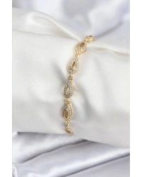 Pirinç VIP Seri Gold Renk Sıralı Damla Model Kadın Bileklik