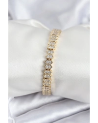 Pirinç VIP Seri Gold Renk Zirkon Taşlı Kadın Bileklik