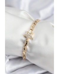 Pirinç VIP Seri Gold Renk Zirkon Taşlı Yıldız Model Kadın Bileklik