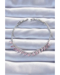 Pirinç Vip Seri Gümüş Renk Pembe Zirkon Taşlı Bileklik