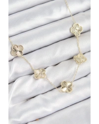 Pirinç VIP Yonca Model Gold Renk Kadın Kolye