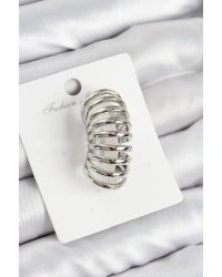 Pirinç Yay Model Gümüş Renk Sağ Kıkırdak Küpe